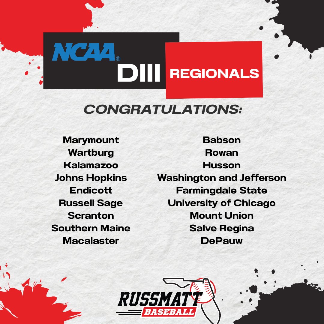 RussMattFL's tweet photo. Congrats on the amazing season, and good luck to the following RussMatt D3 teams as they enter the postseason! https://t.co/plmNFlBItS