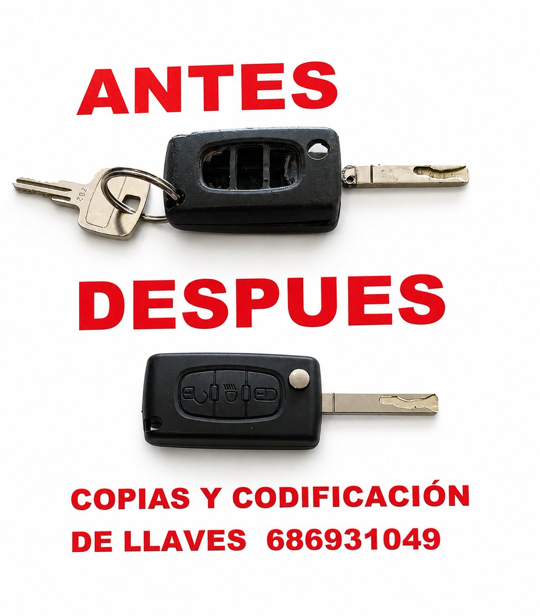 RecambiosColme1's tweet photo. 🚗🔑 ¿Tu llave del coche ya parece una reliquia de guerra?
✅ Copia de llaves
✅ Codificación de mandos
✅ Reparación de carcasas y botones
✅ Sustitución de espadines dañados
✅ Soluciones rápidas y personalizadas
📲 Consulta sin compromiso por WhatsApp: 686 931 049 https://t.co/9tZTkjCB5P