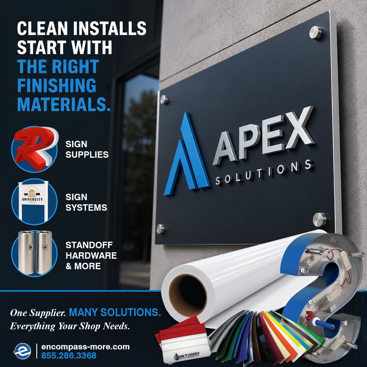 Encompass_More's tweet photo. Clean installs start with the right finishing materials.
- Vinyl
- Sign trim systems
- Standoff hardware
- Professional results every time.
https://t.co/g1mqEwNHgR
#VinylGraphics #SignInstallation #MountingSystems #SignTrim #VisualBranding #SignIndustry https://t.co/165Z6KKT4U