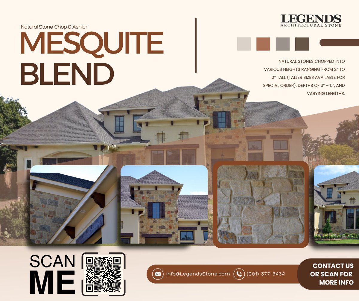 LegendsStone's tweet photo. Mesquite Blend Natural Stone by Legends brings earthy tones and an organic texture to any exterior— and with two pattern options, the possibilities are wide open. Choose the chop cut for a rugged finish or the clean look of the ashlar pattern for a more refined appeal.🏡 https://t.co/2NlMoNcluC