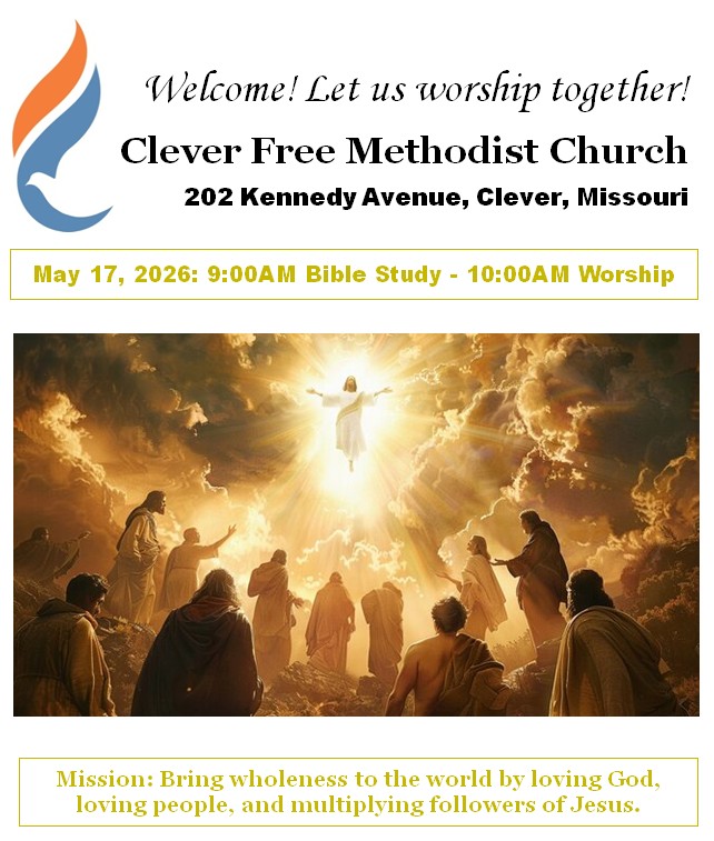 CleverFMC's tweet photo. #Ascension Sunday! Below is your latest newsletter &amp; bulletin. Great resources to prepare for #worship &amp; to update your calendar &amp; #prayer list.
NEWSLETTER:
https://t.co/vHpTaFHm1W
BULLETIN:
https://t.co/hIjVHwY3Gp
@fmchurchusa #FridayVibes #Clever #Church https://t.co/huKprH77XX