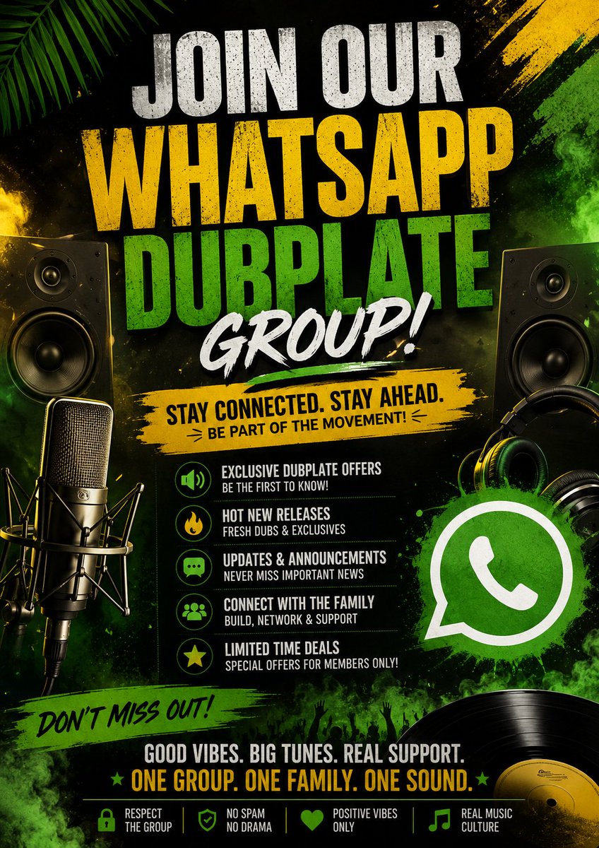 Dialtoneprod's tweet photo. Follow this link to join our WhatsApp dubplate group:
 https://t.co/HsCqsEkKMP
Join the group so you never miss out on dubplate offers, updates, and more. 🔥
Please share☝️ https://t.co/Y3FgLzRsTe