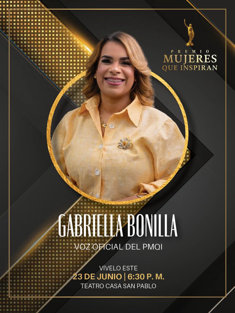 PremioMQI's tweet photo. Gabriela Bonilla, voz en off del PMQI, ha tenido la oportunidad de enaltecer con su voz las historias de mujeres que inspiran y transforman. ✨

Historias que merecen ser escuchadas y recordadas.

#MujeresQueInspiran #PMQI https://t.co/3vVDI2Iw3x