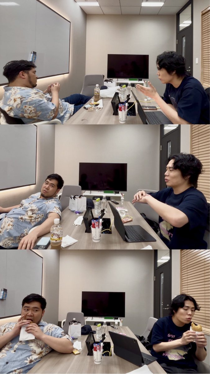 rereiwaroman's tweet photo. ネタ合わせ中の令和ロマン。
#令和ロマン #Re令和ロマン https://t.co/g1pk21Qp2E