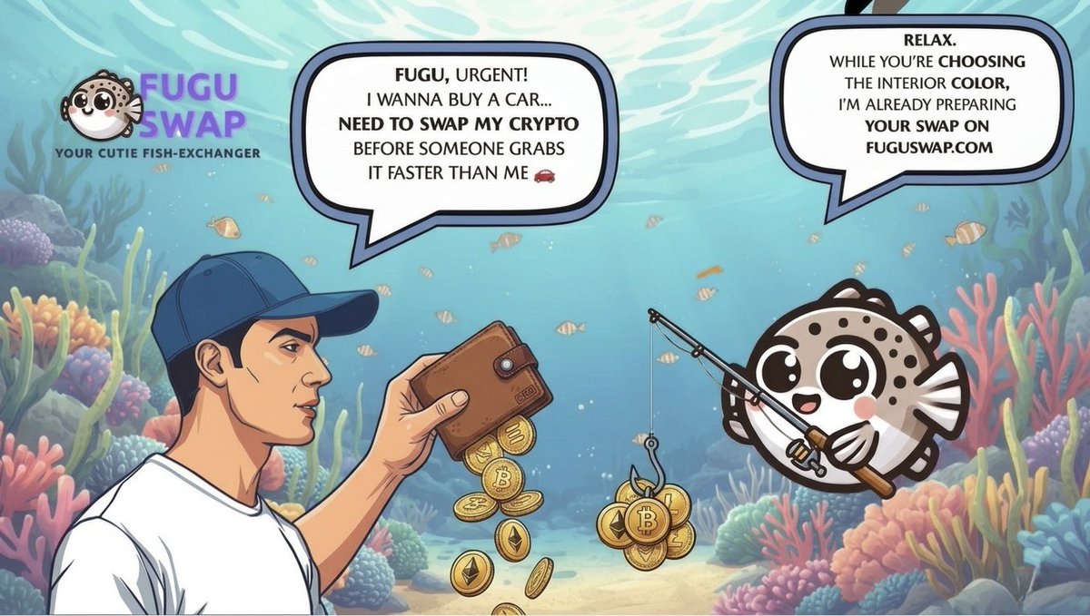 fugu_swap's tweet photo. โ Fugu, urgent!
I wanna buy a carโฆ need to swap my crypto before someone grabs it faster than me ๐
โ Relax.While youโre choosing the interior color, Iโm already preparing your swap on ๐https://t.co/HIISrc2cLc
#Crypto #DeFi #CryptoSwap #SwapCrypto #Web3 #DEX #CryptoTrading https://t.co/zhnYiUUi59