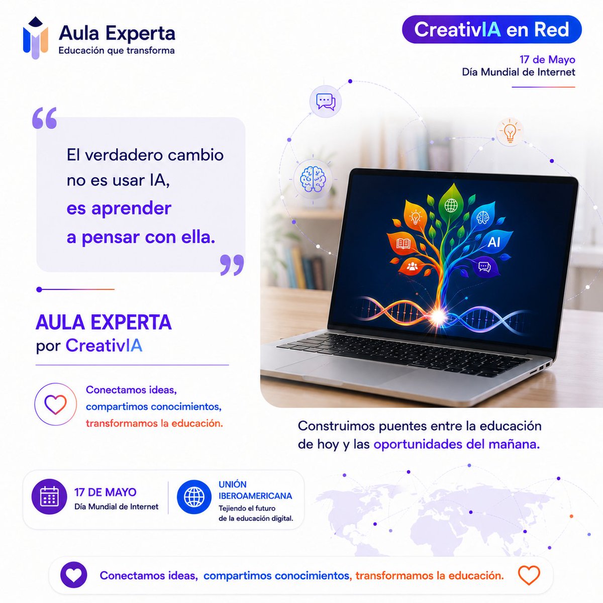 aulaexperta's tweet photo. ¿Quién usa mejor la IA en educación? 

👩‍🏫 Docentes
🏫 Directivos
📢 Comunicación institucional
🧩 Equipos docentes

La misma herramienta. Distintas decisiones.

💡 El verdadero cambio no es usar IA.
Es aprender a pensar con ella.

#diadeinternet #IAEnEducación #CreativIAenred https://t.co/5cNLYJvDCr