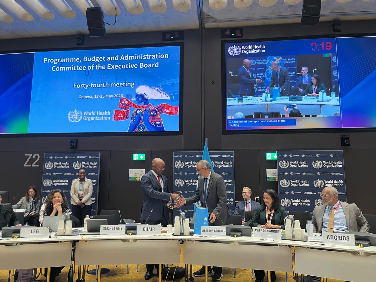 MoHCCZim's tweet photo. @MoHCCZim  Secretary for Health and Child Care Dr A.J.V. Maunganidze  as the  Chairperson of  WHO’s Executive Board Committee of Program Budget and Adminstration Committee  (PBAC) 43rd and 44th Sessions in his closing speech noted that:
● We managed to provide clear recommendations to the 79th World Health Assembly and the 159th Executive board meeting including on matters related to the Financing and Implementation of the Programme Budget, Human Resources, audit, compliance and evaluation matters. 

● That they reached consensus on key issues for the consideration of the Health Assembly, including, the draft amended decision on the reform of the global health architecture and the UN80 initiative.

●Further, we agreed to recommend that the EB159 adopt the draft decision on future modalities of the governance reform pilot.
@ZBCNewsonline @WHO_Zimbabwe @UNICEFZIMBABWE @UNFPA_Zimbabwe @healthtimeszim
