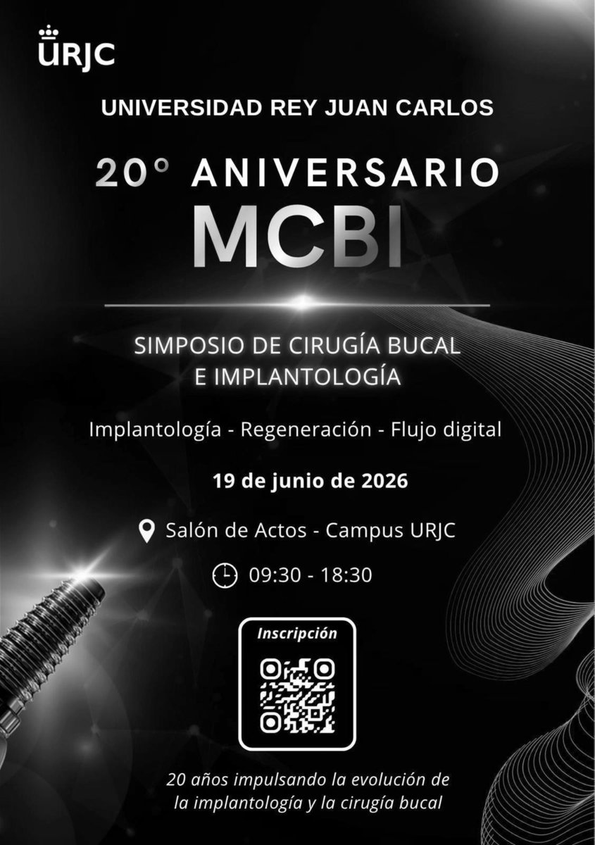 BionerSocial's tweet photo. BIONER en el 20º ANIVERSARIO MCBI SIMPOSIO DE CIRUGÍA BUCAL E IMPLANTOLOGÍA ı Universidad Rey Juan Carlos.  Ponencia “Full Arch Digital. Cuando lo difícil deja de serlo. Nuevas tecnologías.” Dr. Luis Cuadrado
#implantesdentales #dentalimplant https://t.co/EFixEsvGkY