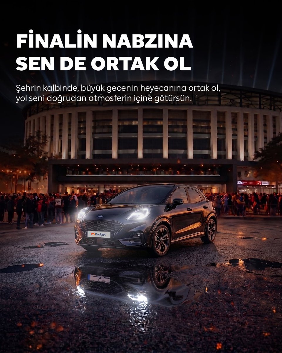 BudgetTurkiye's tweet photo. Büyük heyecanın peşinden git, atmosferin bir parçası ol ⚽🏟️
Şehrin ritmi yükselirken, seni gecenin tam merkezine götüren o yolculuk Budget’la başlıyor.
#BudgetTürkiye https://t.co/UOorkz2w5o