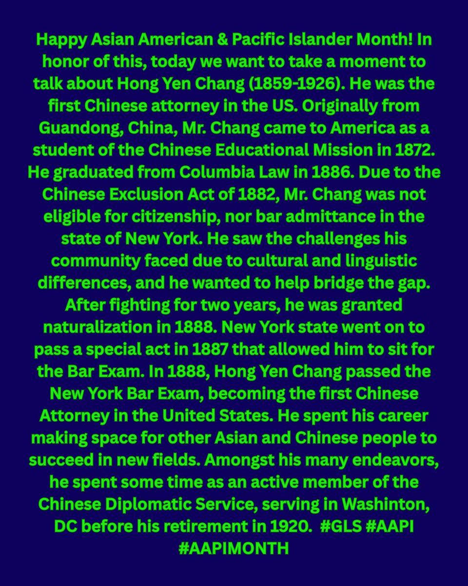 GLS_INC's tweet photo. Happy Asian American &amp; Pacific Islander Heritage Month! In honor of this, today we want to take a moment to talk about Hong Yen Chang (1859-1926).  #GLS #AAPI #AAPIMONTH https://t.co/YIBVZ5dhU6