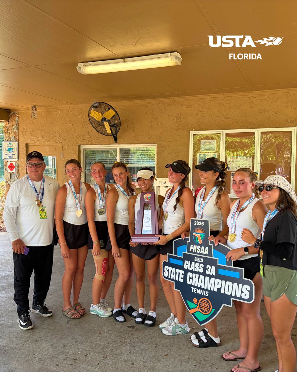 USTAFlorida's tweet photo. Celebrating an incredible 2026 FHSAA High School State Championship season packed with unforgettable moments. 🏆✨

Congratulations to the champions, and every athlete, coach, and family who made it possible! 🙌

#FHSAA #HighScoolTennis #StateChampions https://t.co/oE6NqZcazo