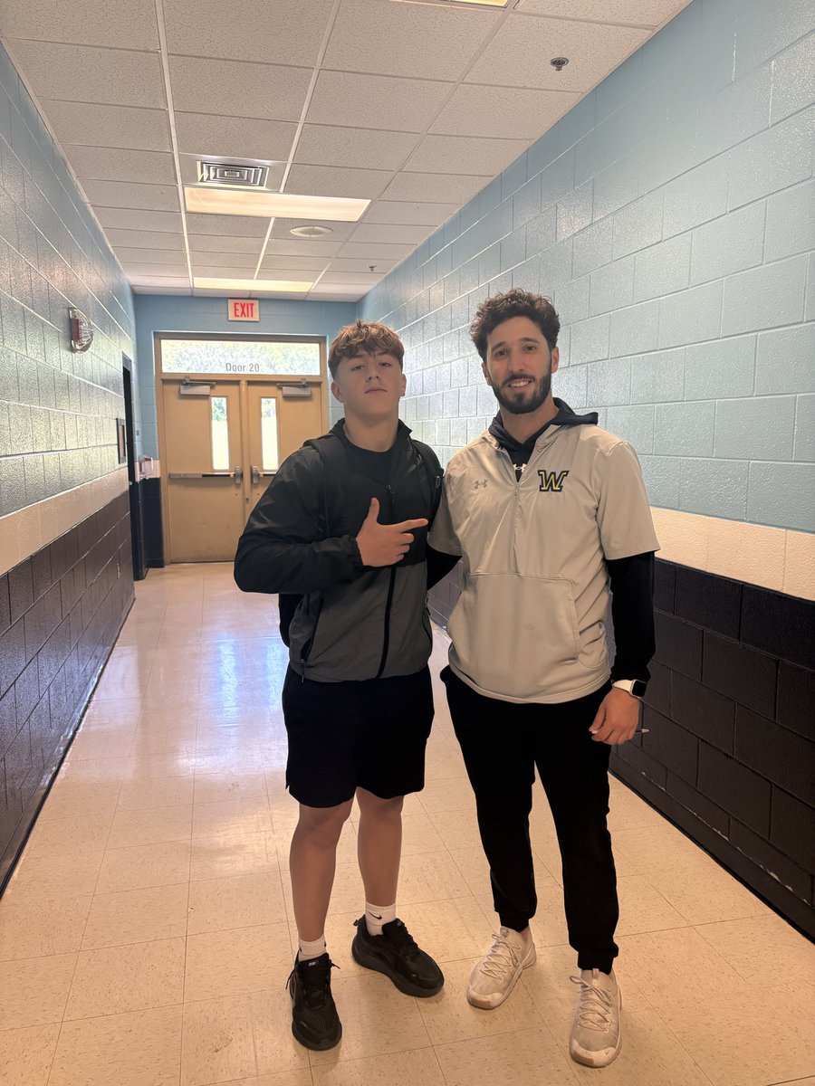 CusickJude's tweet photo. Thanks @CoachKDickerson for stopping by millbrook today to talk about the Wilkes football program. Excited to keep building with you guys! 
@WilkesFootball @Coach_NManuel https://t.co/cw47DNDwyH