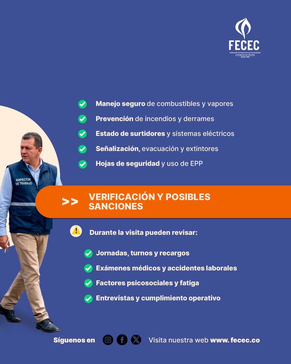 _fecec's tweet photo. #AgremiaciónFECEC #VisitasInspectoresdeTrabajo

Las inspecciones laborales en las Estaciones de Servicio ya no solo revisan documentos: también evalúan seguridad operacional, SG-SST y aplicación real de las medidas preventivas.

#EstacionesdeServicio #Minoristas #Colombia https://t.co/7YiRyKDxBd
