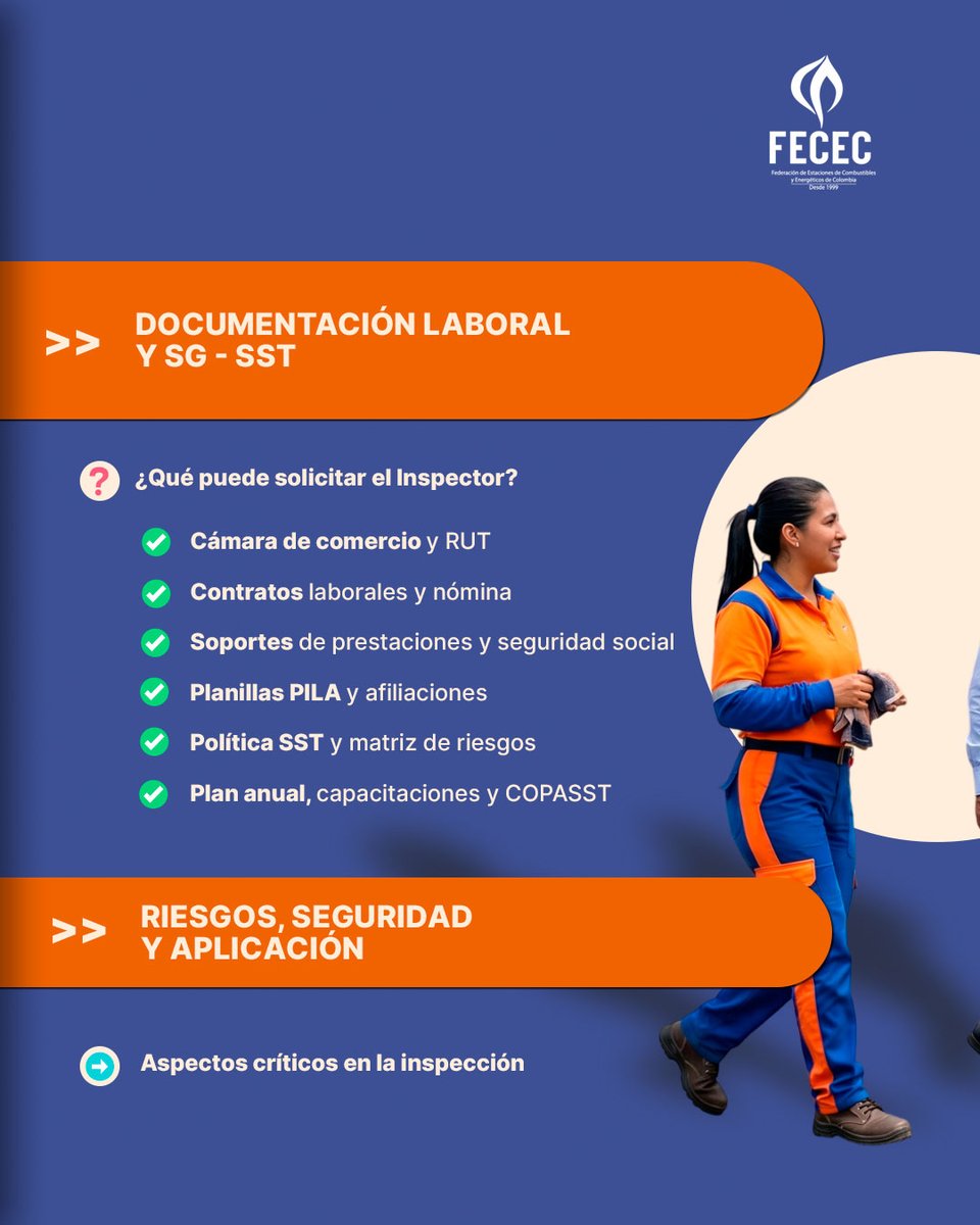 _fecec's tweet photo. #AgremiaciónFECEC #VisitasInspectoresdeTrabajo

Las inspecciones laborales en las Estaciones de Servicio ya no solo revisan documentos: también evalúan seguridad operacional, SG-SST y aplicación real de las medidas preventivas.

#EstacionesdeServicio #Minoristas #Colombia https://t.co/7YiRyKDxBd