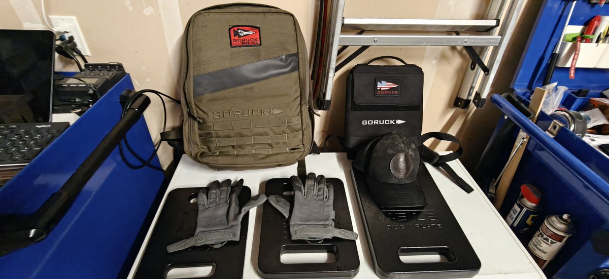 RGAonEarth's tweet photo. Placed my  first Goruck order a year ago today. Plate carrier short, 20# plate and DFQ shirt. Put on the shirt and took 'Pebbles' and that 20# on my 3 mile ruck. In addition to my normal load out,  318 total pounds, 66% body weight. 
#GoRuck
#ForgottenRuin
#TheRuinReveals https://t.co/FRSKey2x3S