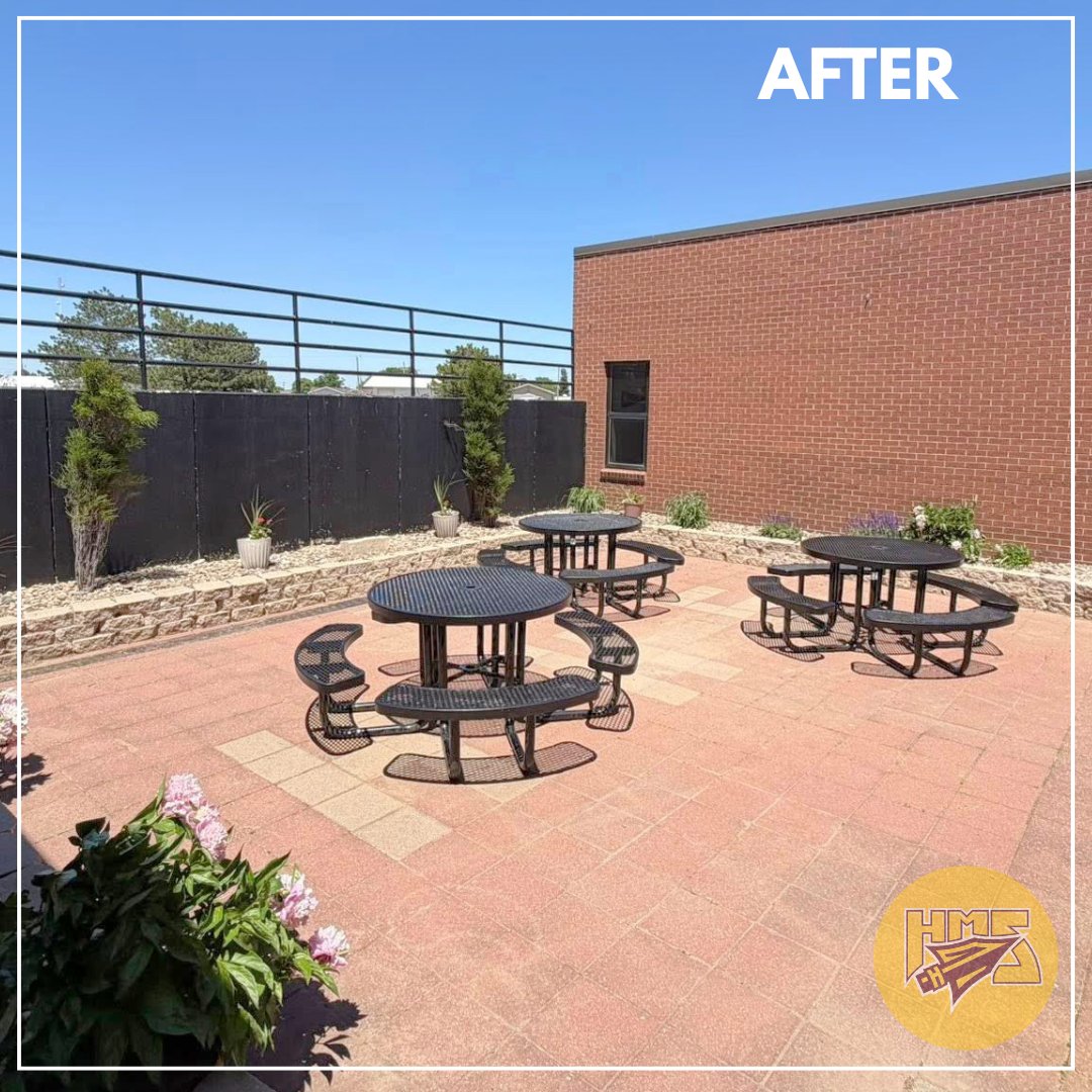 hays489's tweet photo. Out with the old and the weeds and in with the new and improved!  Hays Middle School JAG-K students worked so hard and it shows. They took on the dilapidated patio outside the library and turned it into a great reading oasis for everyone to enjoy!

#EveryStudentEveryDay489 https://t.co/DuwkGAxBos
