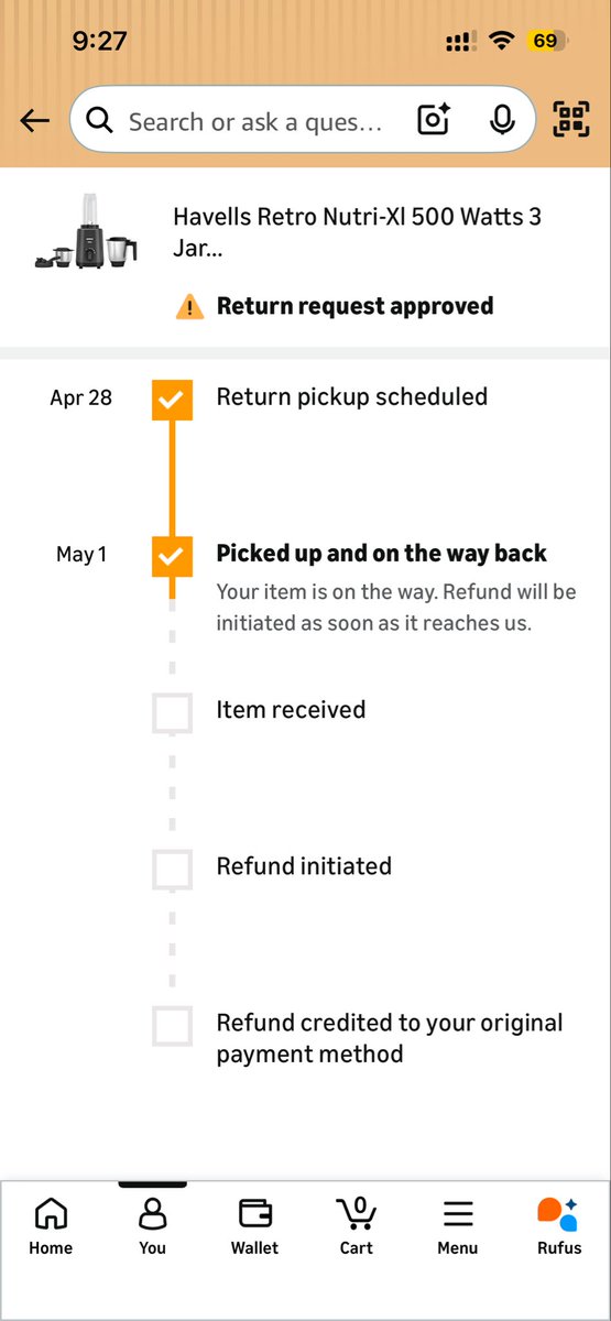 AjaySulekh's tweet photo. Very disappointed with Amazon. First, I received a used product. Then the seller cancelled my replacement request. Finally, I returned the product on 1st May and Amazon pickup was completed successfully — but even after 15 days, I still haven’t received my refund.@amazonIN https://t.co/bZd6kFRS6w