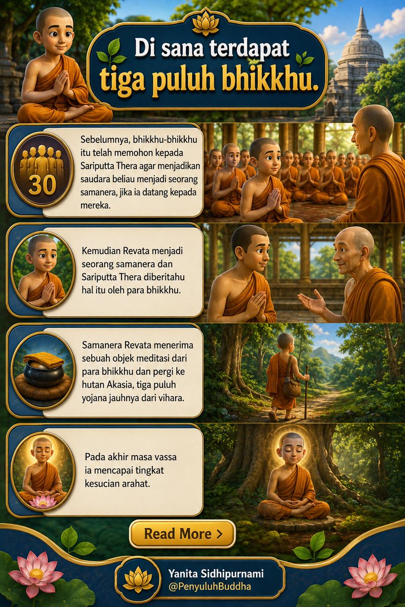 PenyuluhBuddha's tweet photo. 🌿 Di Mana Pun Para Suci Menetap, Di Sanalah Tempat Terindah 🌿
Jejak Kebijaksanaan Revata Thera yg Mengubah Cara Pandang tentang Kebahagiaan

Kisah Khadiravaniya Revata Thera mengajarkan bahwa keindahan sejati tidak ditentukan oleh kemewahan tempat, melainkan oleh kualitas batin https://t.co/BvKVqFE230