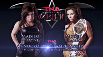 wrestle_hist's tweet photo. 5/15/2011
Mickie James defeated Madison Rayne to retain the Knockouts Championship at Sacrifice from the Impact Zone in Orlando, Florida.
#TNA #Sacrifice #MickieJames #HardcoreCountry #MadisonRayne #KnockoutsChampionship https://t.co/imGDk1nhdK