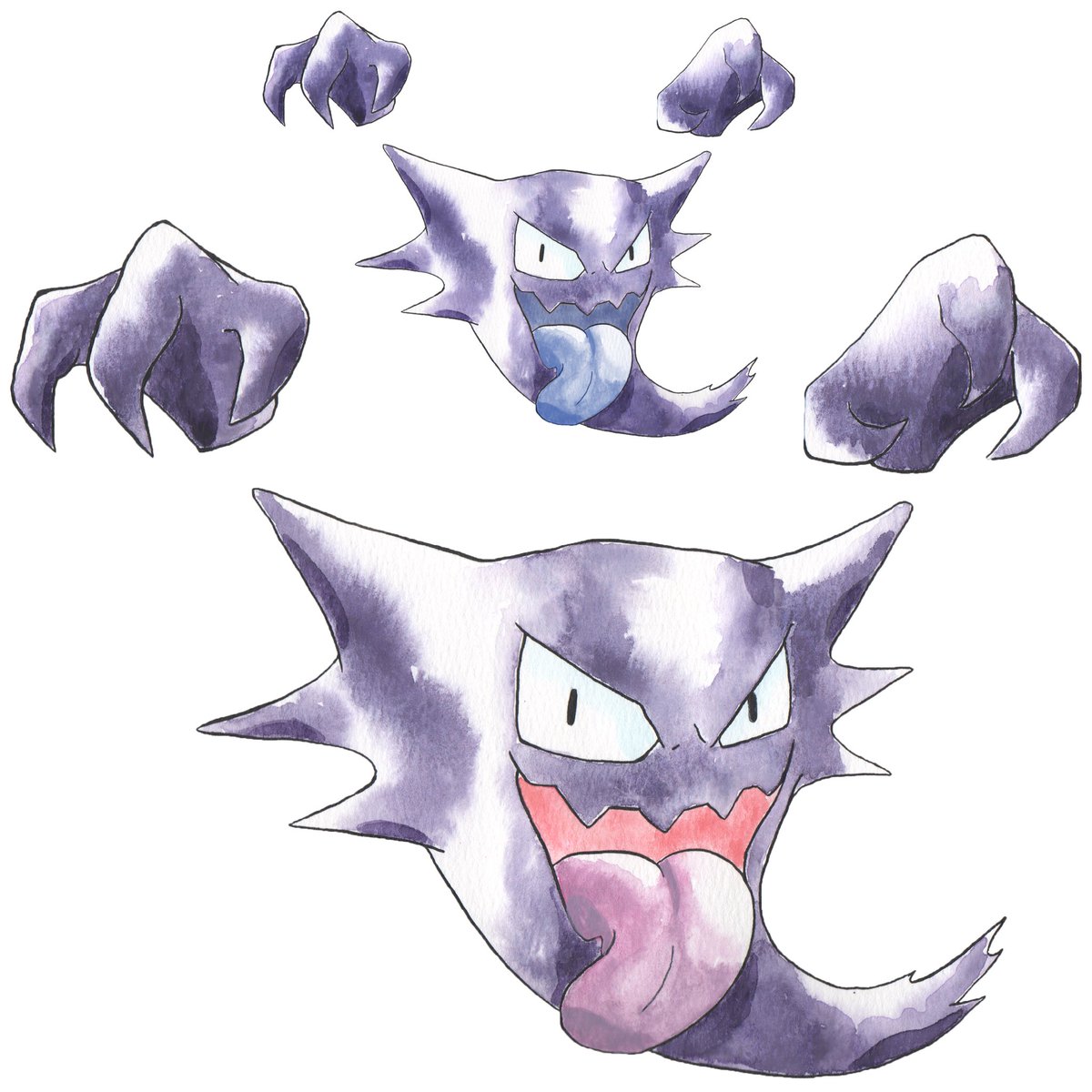 domiNATION_ART's tweet photo. Haunter drawn in the classic watercolor style! 😈 https://t.co/FwA8xaHpCs