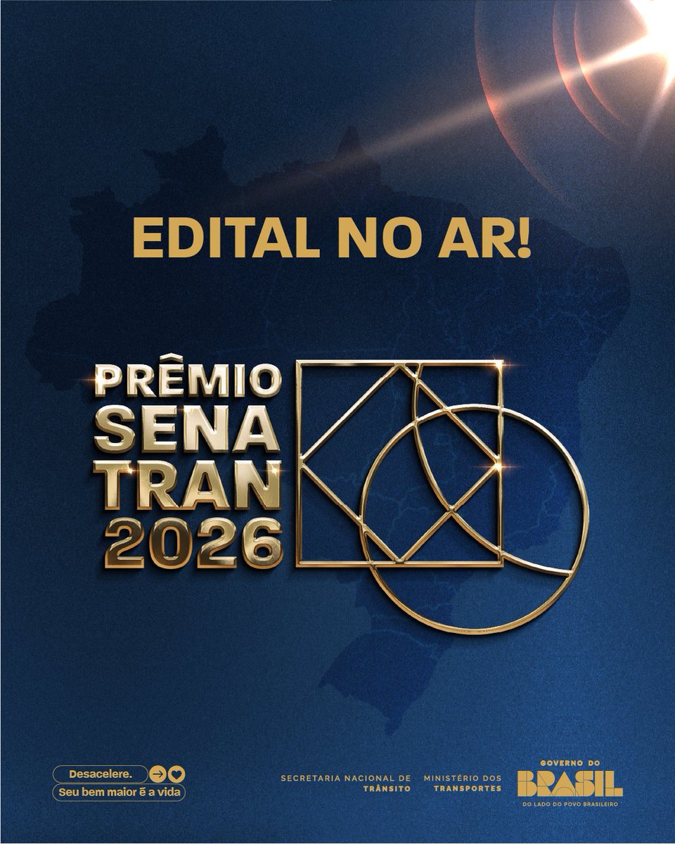 Senatran's tweet photo. 🏆 Vem aí ele, viu? O tão querido e aguardado: Prêmio Senatran!

O reconhecimento é a oportunidade de destacar instituições, alunos, educadores e empresas que contribuem para um trânsito mais seguro e democrático.

As inscrições abrirão em breve. Antes disso, confere o edital que já está disponível no nosso site.

👏 Vamos celebrar quem faz a diferença por um trânsito mais humano e seguro.

Participe e divulgue essa iniciativa!