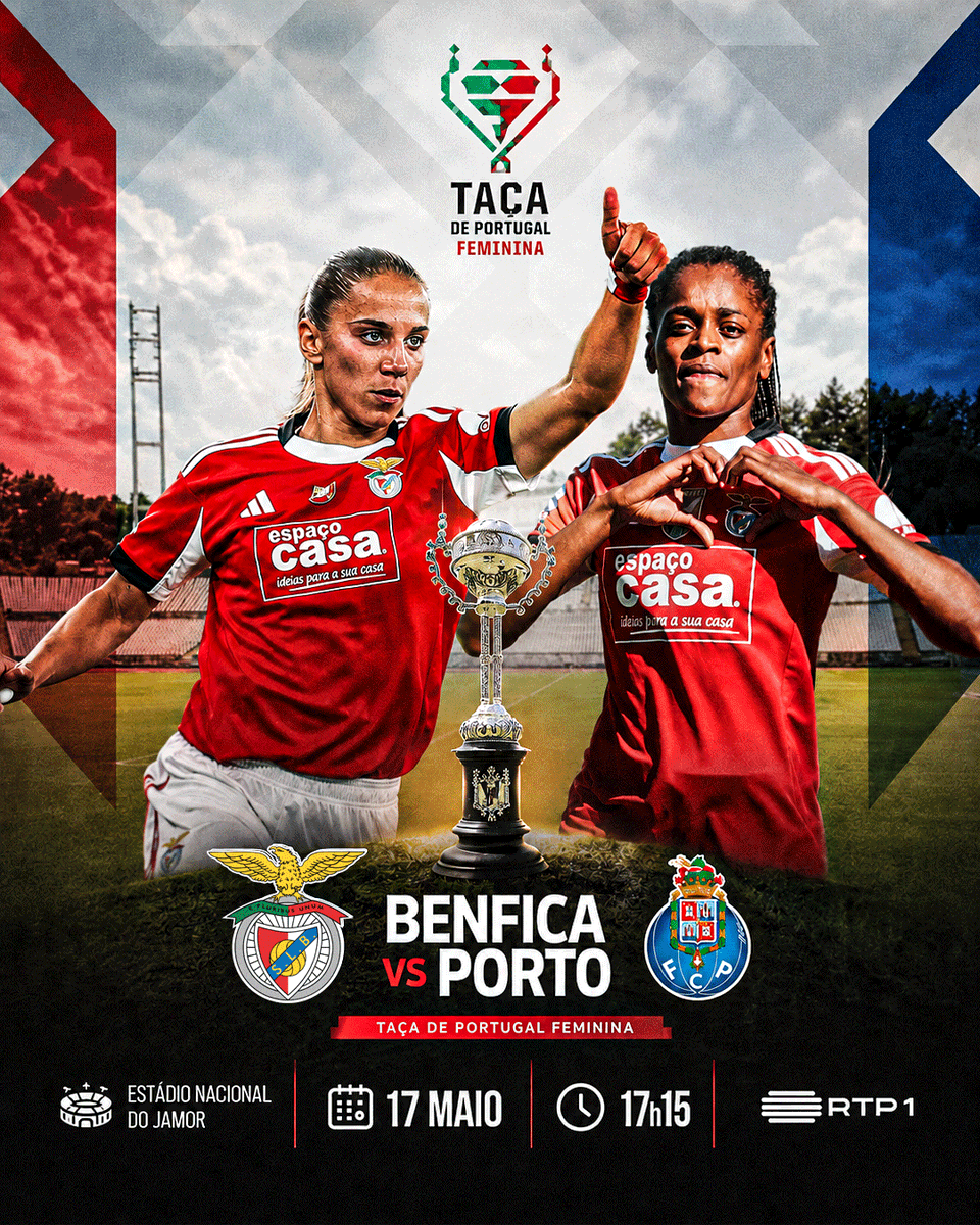 BenficaFem's tweet photo. 𝟒𝟴𝗛 | PRÓXIMO JOGO 🦅

🆚 FC Porto
🏆 Taça de Portugal - Final
🏟️ Estádio Nacional do Jamor
🗓️ Maio, 17 (Domingo)
🕙 17h15
📺 RTP 1

🎫 Bilhetes:
- Site da FPF até Sábado, 20h (https://t.co/xBPe4Y10Au)
- No Estádio do Jamor. https://t.co/SzVywLc8Bf