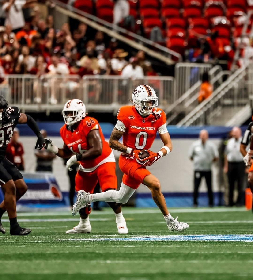 NCAAFNation247's tweet photo. ● WR Spotlight ●

Ayden Greene - Virginia Tech

• Greene has stayed with the Hokies through coaching changes and underwhelming QB play but I believe he benefits in 2026 from the play of QB Ethan Grunkemeyer. In his career he's caught 55 passes for 840 yards 5 Touchdowns averaging 15.3 ypc. He's also rushed for 66 yards 1 TD.