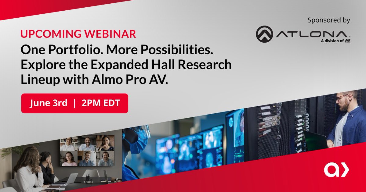 AlmoProAV's tweet photo. #Webinar : One portfolio. More possibilities.
Join Almo Pro AV and Hall Research to explore an expanded, five-brand ecosystem: @HallTechAV , @Atlona , Captivate, Javelin, and Gain Audio — all now available through a single, streamlined distribution partner.

Discover how this unified lineup simplifies specification, expands your solution offerings, and helps you deliver stronger outcomes across collaboration, healthcare, signal distribution, audio, and beyond.

👉 Register now to see what’s new and how it can help grow your business: https://t.co/RW2GXX12gc

#ProAV #audiovisual