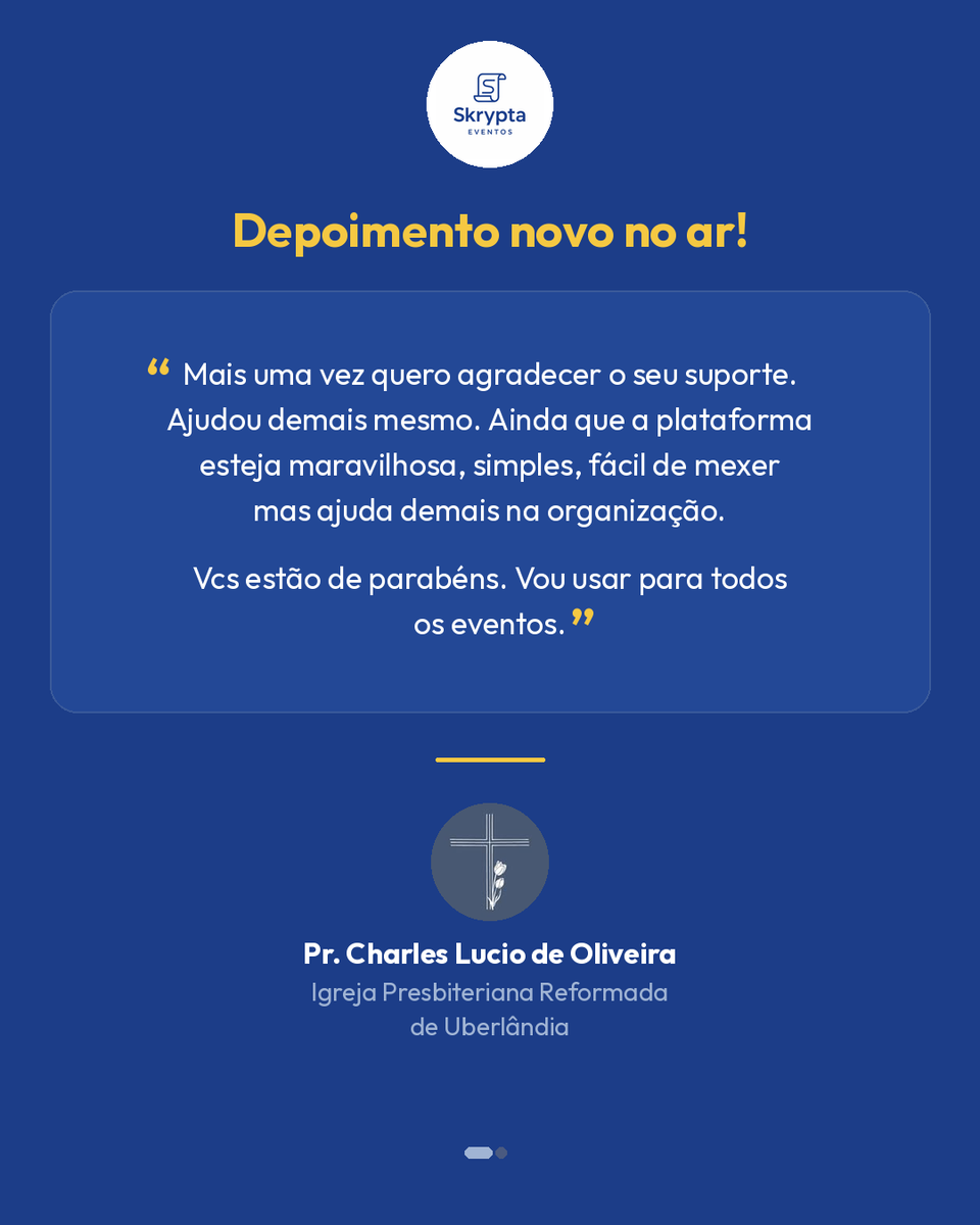 skryptaeventos's tweet photo. Agradecemos ao Pr. Charles Lucio de Oliveira e à Igreja Presbiteriana Reformada de Uberlândia pela confiança no nosso trabalho.

Quer organizar o próximo evento da sua igreja ou célula com a gente?

https://t.co/v2FqH2neLd https://t.co/IEnmG3nOiz
