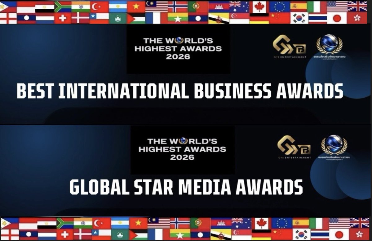 GybProject's tweet photo. The World's Highest Awards 2026 

🏆 Best International Business Awards 

🏆 Global Star Media Awards

#TheWorldsHighestAwards2026 
#GYBentertainment
#ชมรมส่งเสริมพัฒนาเยาวชนและนักธุรกิจไทยสู่สากล 
#BestInternationalBusinessAwards2026
#GlobalStarMediaAwards2026 https://t.co/Z0fm4ug7b1