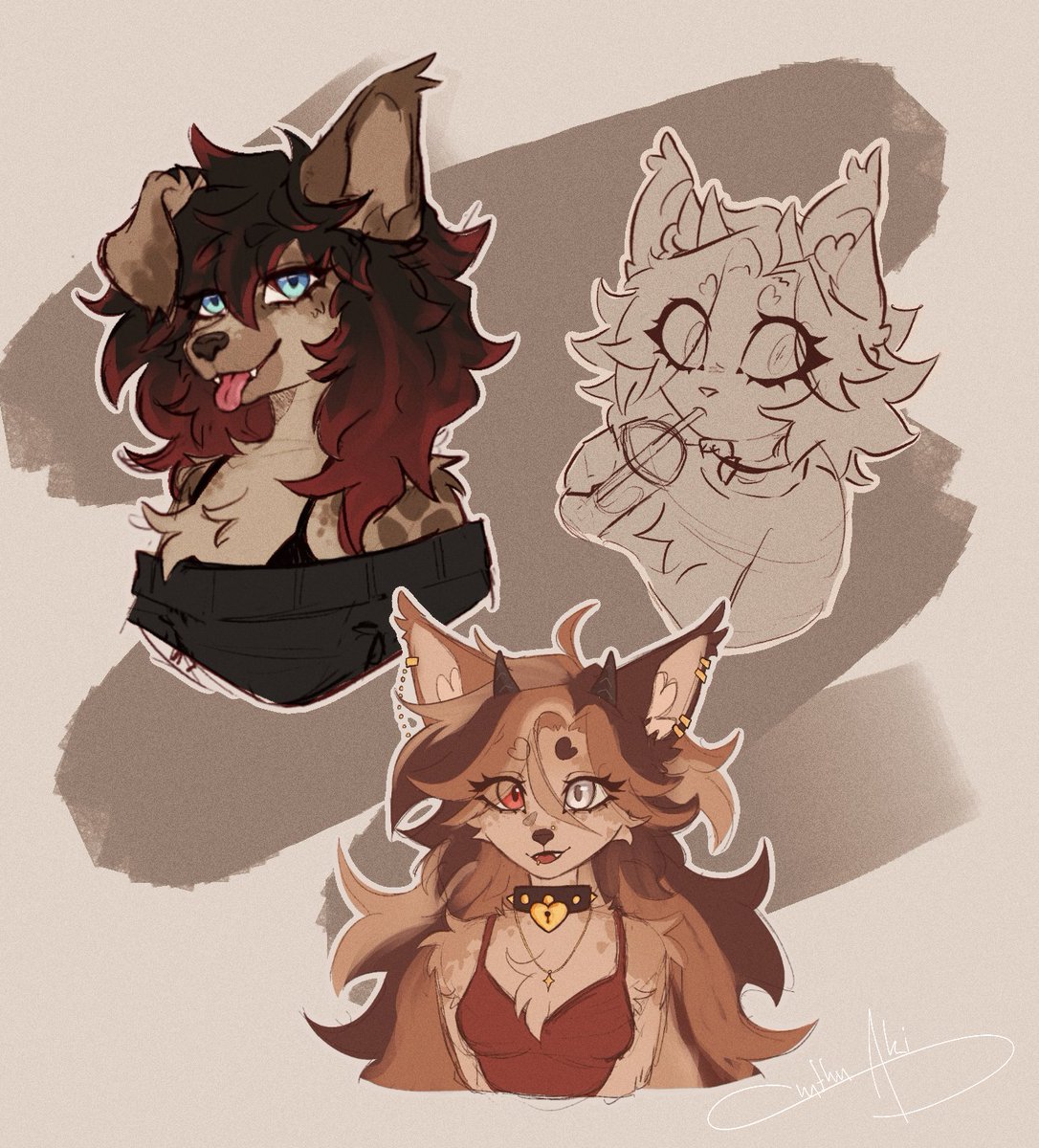 Smthn_Aki's tweet photo. Some sketches of me and @girlslop_ fursonas https://t.co/nLAhpXQQXO