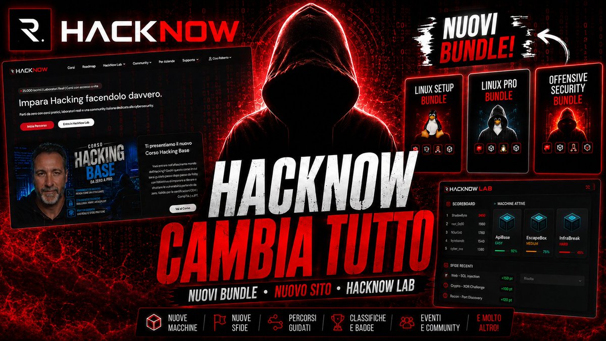 ModernNaval's tweet photo. SONO ARRIVATI I NUOVI BUNDLE HACKNOW 

 Salta subito qui https://t.co/8yPuqh59Jk

Abbiamo creato 5 bundle pensati per chi vuole iniziare davvero da ZERO e costruire competenze REALI nel mondo Linux, Hacking Etico e Offensive Security. ATTENZIONE A TEMPO LIMITATO https://t.co/o5XVoNP6sE