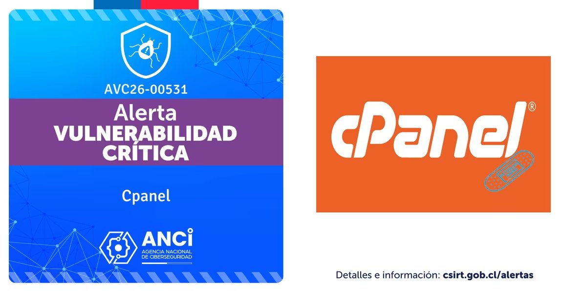 ANCIChile's tweet photo. ⚠️ Ante ataques digitales que explotan la vulnerabilidad 𝗖𝗩𝗘-𝟮𝟬𝟮𝟲-𝟰𝟭𝟵𝟰𝟬 en 𝗖𝗣𝗮𝗻𝗲𝗹, desde la #ANCI recordamos que existen medidas de mitigación que deben tomar para evitar un compromiso de su infraestructura, las que compartimos en abril: https://t.co/HFXM609U6r https://t.co/APeeK5RSFO