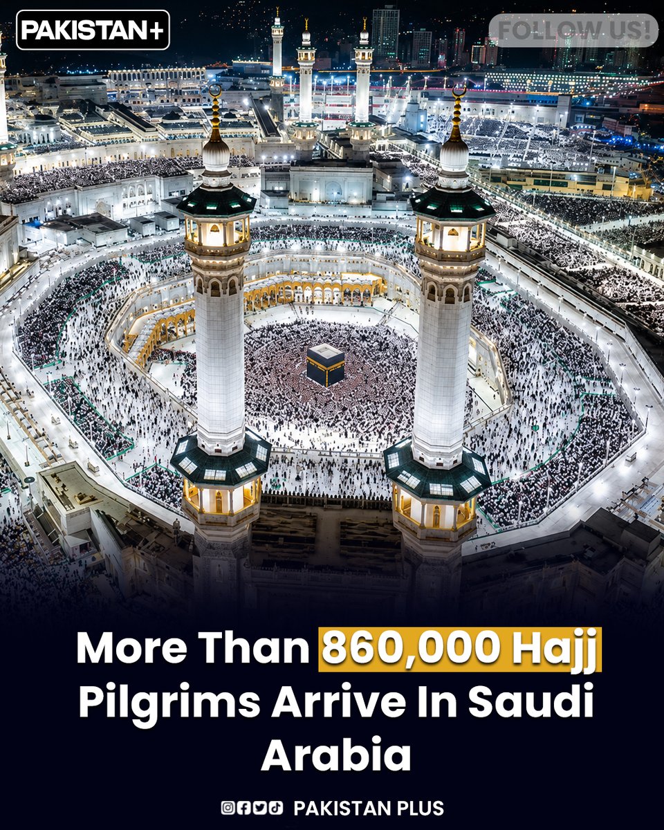 pakistanplus_'s tweet photo. Saudi authorities say over 860,000 Hajj pilgrims have arrived in the country so far as Muslims from around the world gather for the annual pilgrimage.

#Hajj #SaudiArabia #Pilgrims #IslamicUpdate #fblifestyle https://t.co/nK6R16S5Yi
