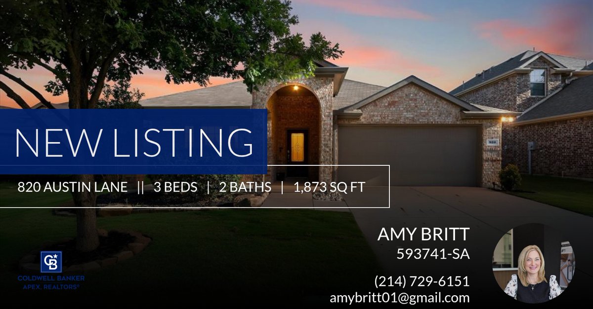 AmyBritt20's tweet photo. 📍 New Listing 📍 Take a look at this fantastic new property that just hit the market located at 820 Austin Lane in Lavon. Reach out here or at (214) 729-6151 for more information

Amy Britt
Coldwell Banker Apex
... https://t.co/LBYRSjjuHi https://t.co/PW1Y1JMa6j