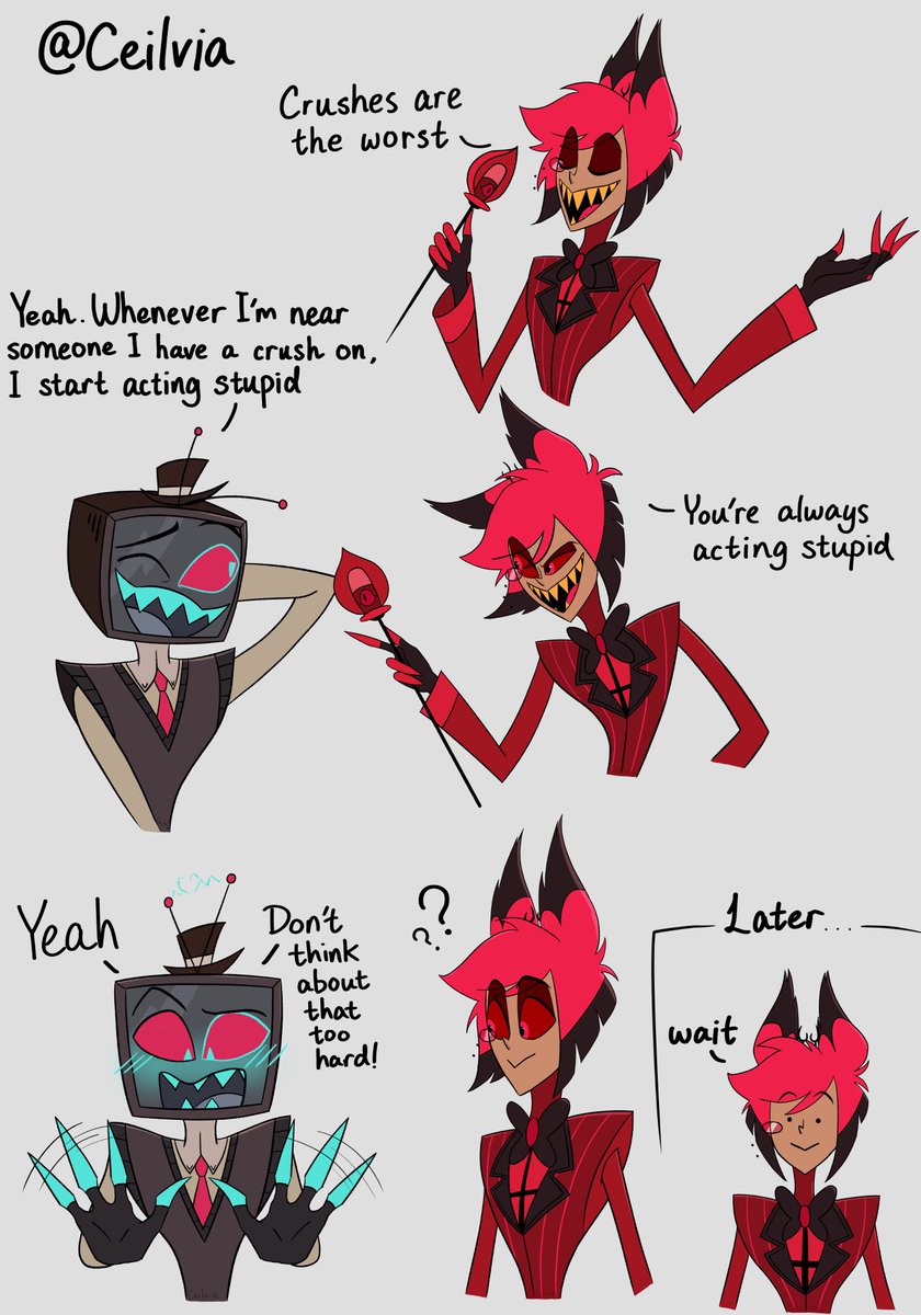 CeilviaC's tweet photo. Crush #radiostatic #sparksduo #hazbinhotel https://t.co/CpaQMBgtGM