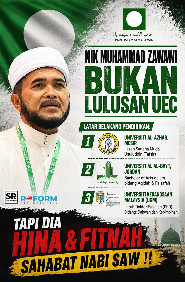 SuaraRakyat_SR's tweet photo. Dia bukan lulusan UEC.

Tapi dia MENGHINA &amp; MEMFITNAH Sahabat Nabi SAW. https://t.co/h5gTl2Mx8f