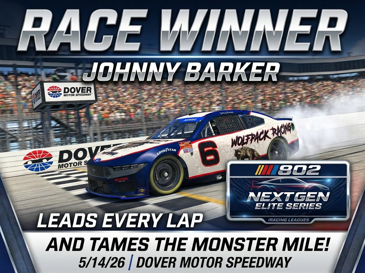 FreekyFast's tweet photo. Jonny Barker led the way at Dover in the 802 iRacing League. https://t.co/k1FPTcY3uF