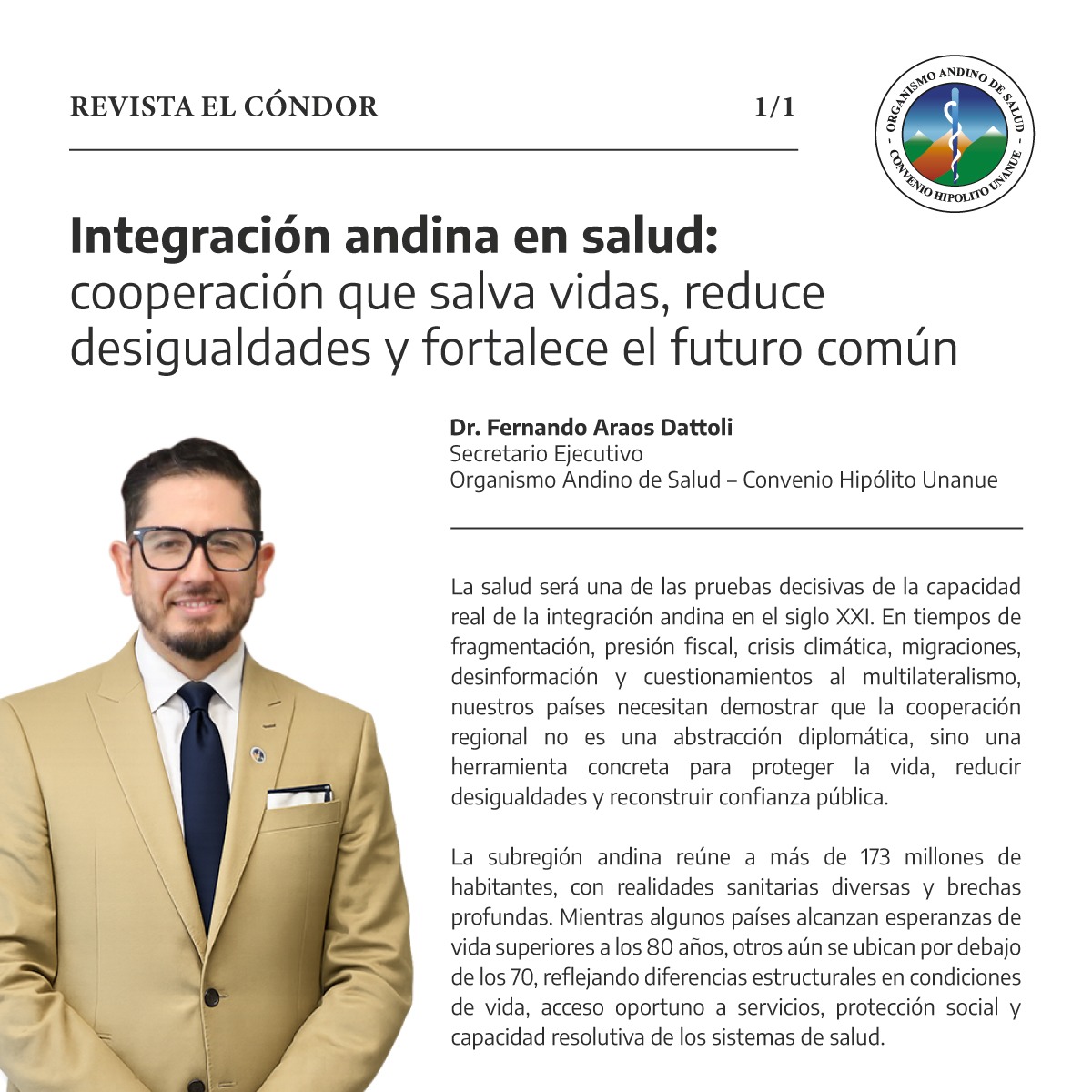 orasconhu's tweet photo. 📢 "La salud será una de las pruebas decisivas de la capacidad real de la integración andina en el siglo XXI." El Dr. Fernando Araos destaca el rol del #ORASCONHU en el Editorial de la Revista El Cóndor, Ed. 151, marzo de 2026 del Parlamento Andino.
¡La salud no compite con el desarrollo, lo hace posible. Invertir en sistemas sanitarios resilientes es invertir en estabilidad económica, cohesión social, seguridad humana y democracia.! ❤️🩺
Consulta el documento del @Parlandino aquí: 🔗 https://t.co/H84zwbNMYH
#Salud #Integración #Bolivia #Chile #Colombia #Ecuador #Perú #Venezuela
