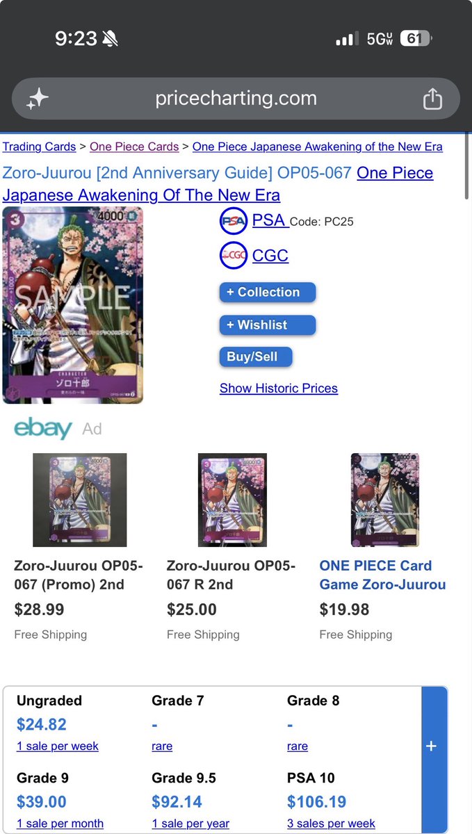 🚨 Claim Sale 🚨 First up! Zoro-Juurou R OP05-067 PROMO One Piece