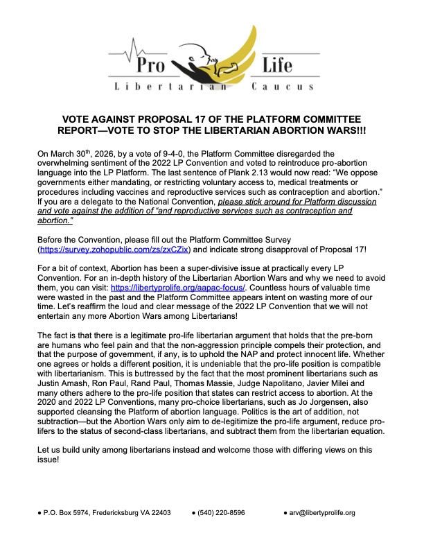Pro Life Libertarian Caucus tweet media