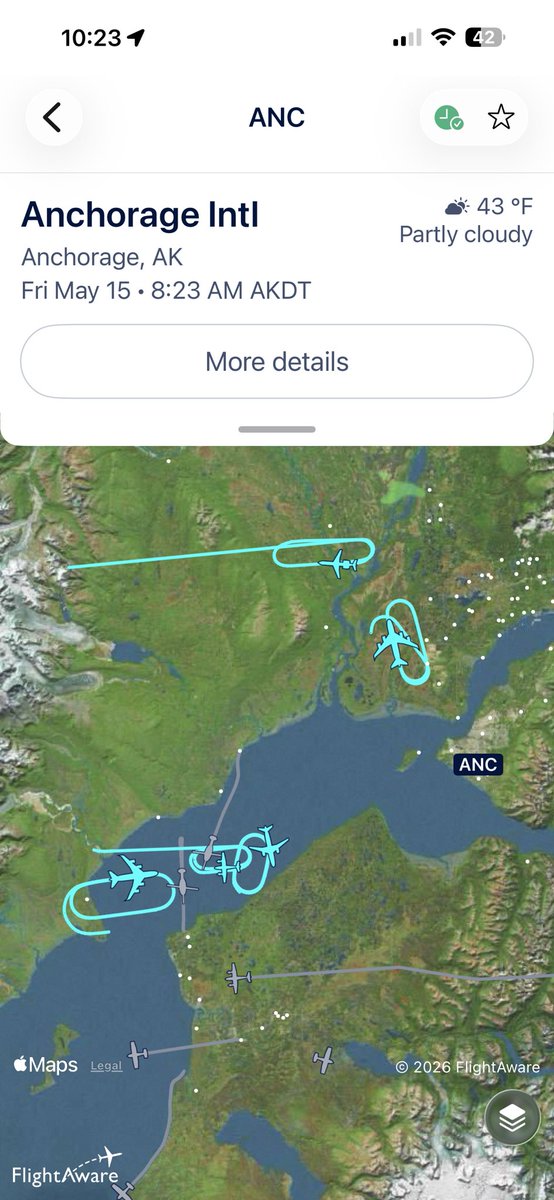 CalgaryLankan's tweet photo. Many Anchorage bound aircraft on hold due to VIP movement #AF1 https://t.co/wgYuOEPGsK
