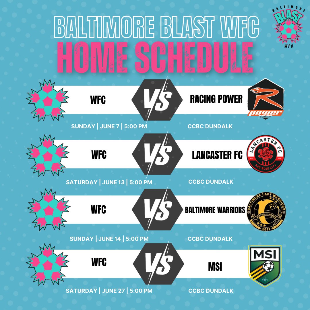 BaltimoreBlast's tweet photo. IT’S FINALLY HERE‼️ Our HOME schedule for 2026 is officially live🔥🔥

Purchase tickets at https://t.co/85IozJM8oJ

#baltimoreblast #baltimoreblastwfc #womenssoccer #prosoccer https://t.co/df3lzwewI9