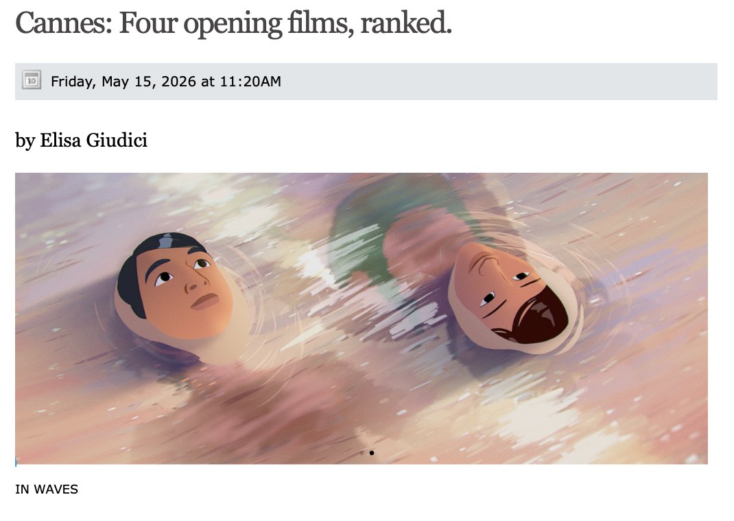GdiGardy's tweet photo. Mi è riuscito un poker non da poco: ho visto tutti i film d'apertura delle sezioni di #Cannes2026. Concorso, UCR, Semaine, Quinzaine. 

Avendo l'imprinting di quando i motori di ricerca amavano le liste e le classifiche, sono dal migliore al peggiore.

➡️https://t.co/Xc5W4lSkxi https://t.co/VEiS7huj7u