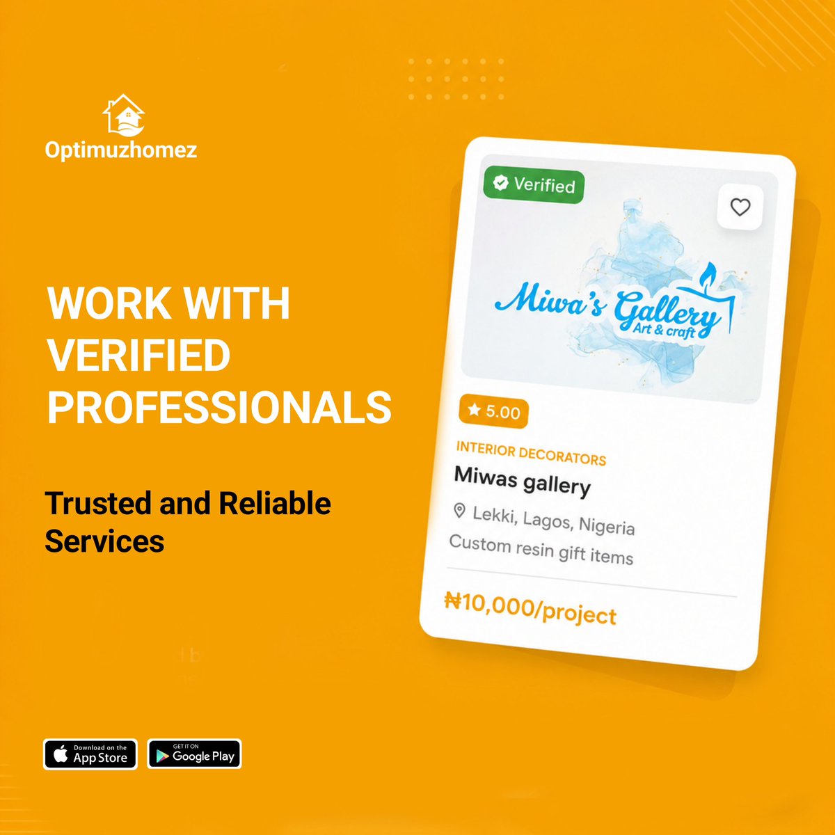 OPTIMUZHOMEZ's tweet photo. Work with only verified professionals. 
Check reviews and ratings before hire. 
#optimuzhomez #artisan #professionals #nigeria #naija https://t.co/xBDqVxXaUJ