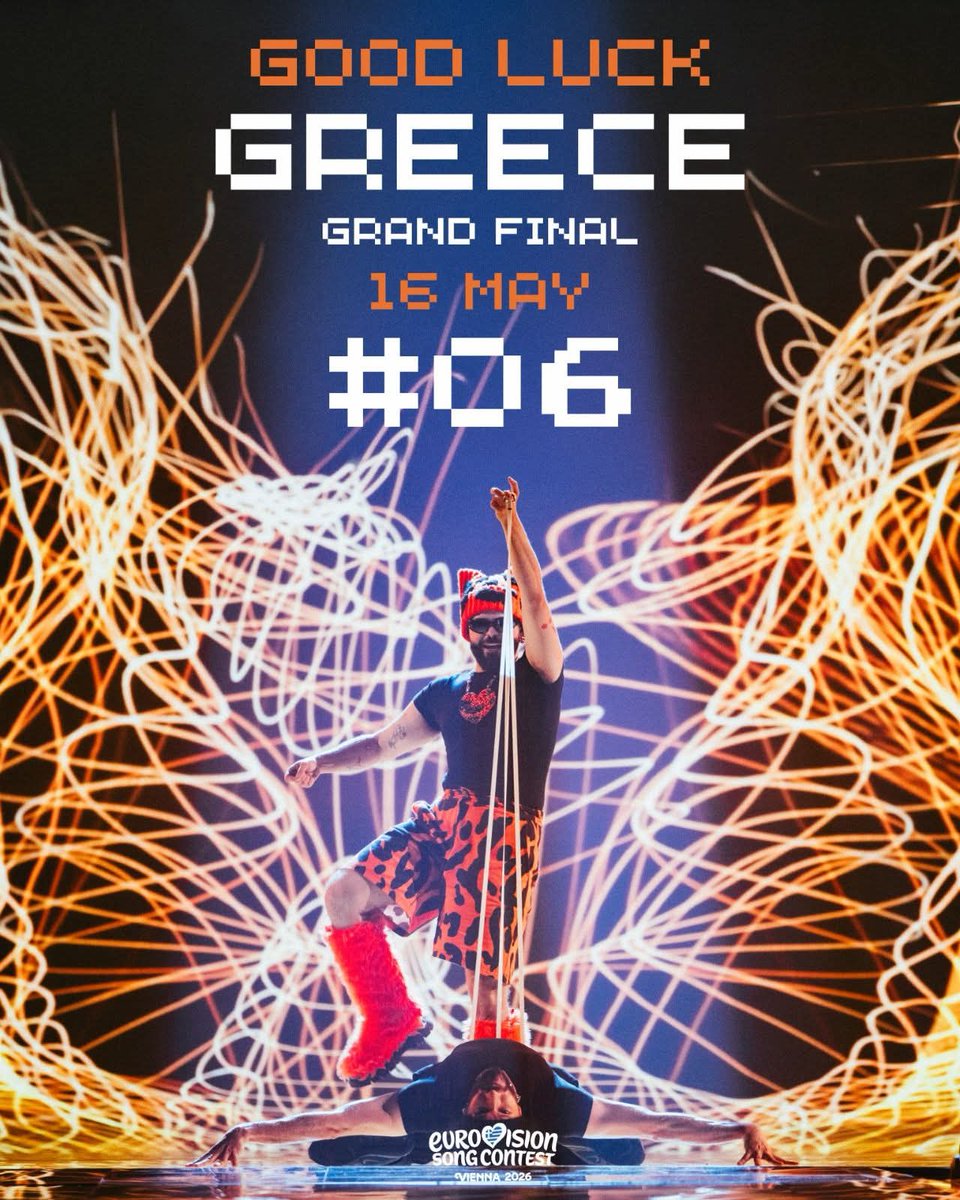 GreeceInTelAviv's tweet photo. 🎤Tomorrow, we all come together to support Akylas 🇬🇷 and the incredible #ferto in the Grand Final of the @Eurovision 2026! GO GREECE 🇬🇷 #06
Let’s send all our love and energy to Akylas on the Eurovision stage! Vote #06 
#greeceinisrael #greece #Eurovision #akylas @ertofficial_ https://t.co/38iQLgc1sM