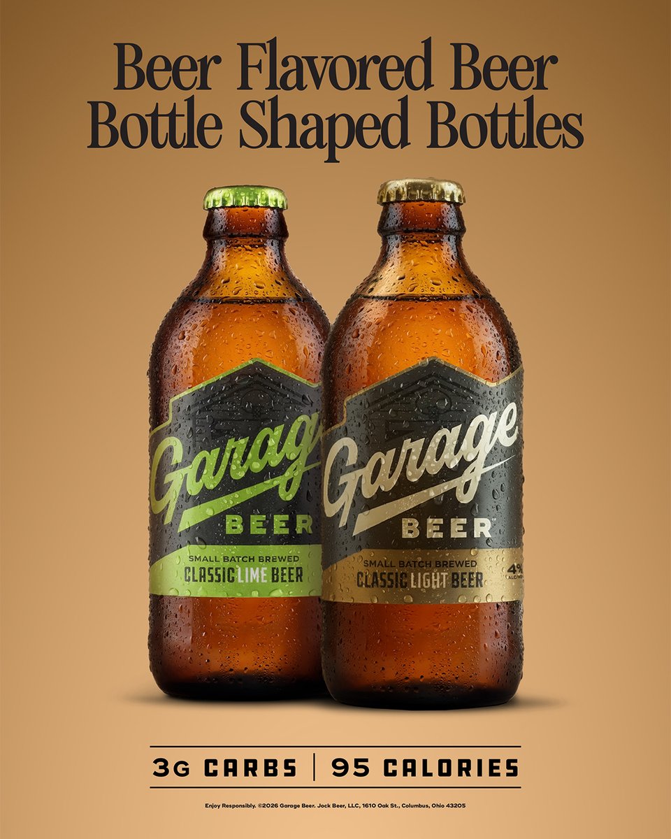 odomcorp's tweet photo. Garage Beer is beer flavored beer—and now available in bottle shaped bottles. The garage is always open with Classic Lime and Classic Light. Enjoy responsibly.

3g Carbs   |   95 Calories   |   4% ABV

#GarageBeer #BeerFlavoredBeer https://t.co/WO46s7lOEM