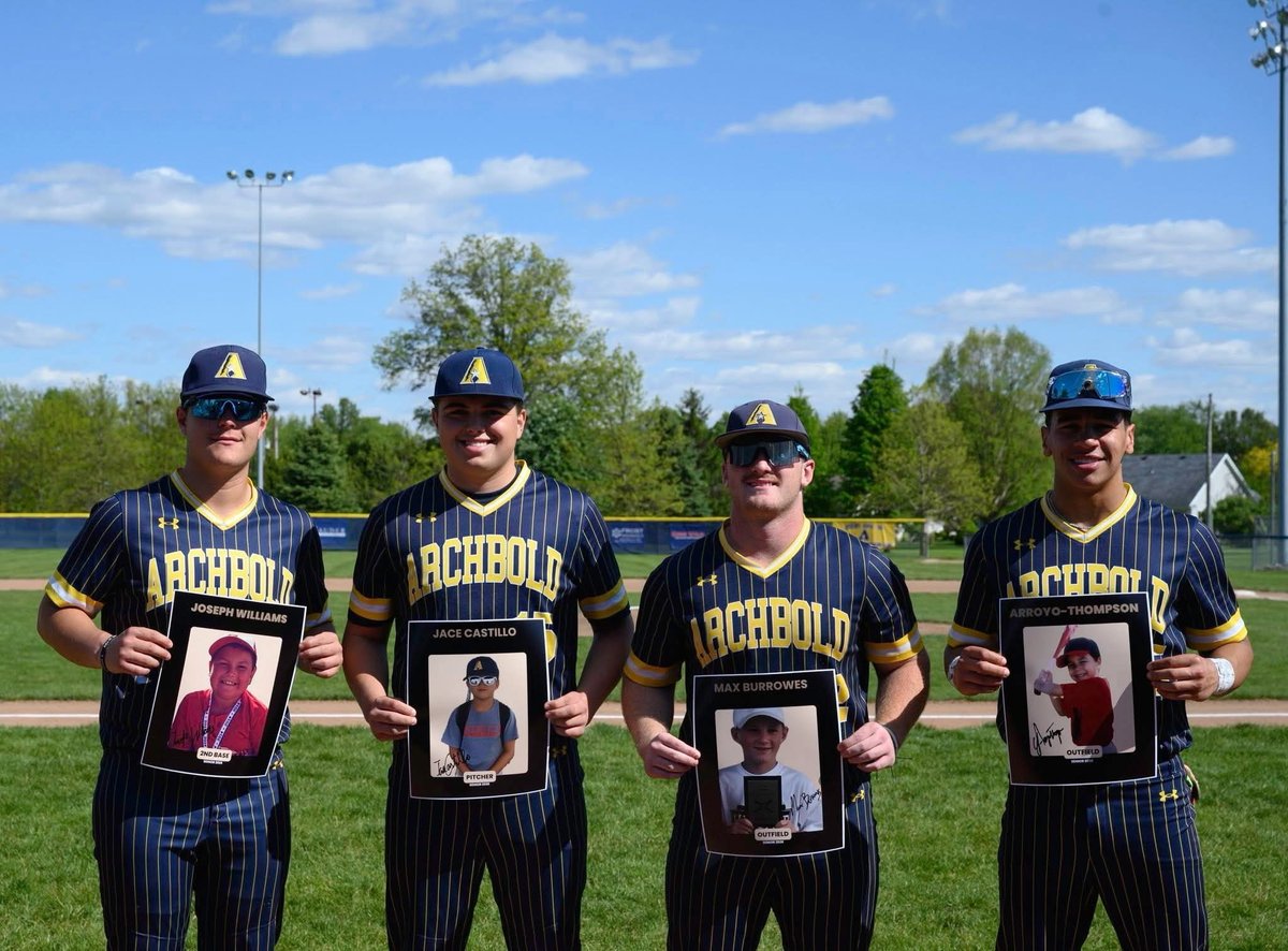 ArchboldBasebal's tweet photo. Pictures of the four seniors from last night. Awesome to win game 20 on Senior Night! https://t.co/2qiTgkBI9H