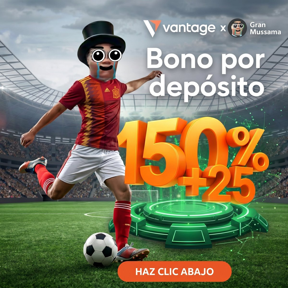 criptomussama's tweet photo. ¡Viene el Mundial 🏆 y lo vivirás a lo grande con el Gran Mussama! ⚽️

Únete a Vantage y obtén un bon0 del 150% + 25% EXTRA en tu primer depósito para operar Índices, Materias Primas y más. 📈 ¡Si le ganas al mercado podrás comprarte esa TV 4K para ver a Lamine Yamal marcar goles a la brasil de Vinicius!

No te quedes fuera amigo. ¡Regístrate ahora!
https://t.co/sEHbyYmg6F

(El bono no durará mucho más)
#Publi #vantage