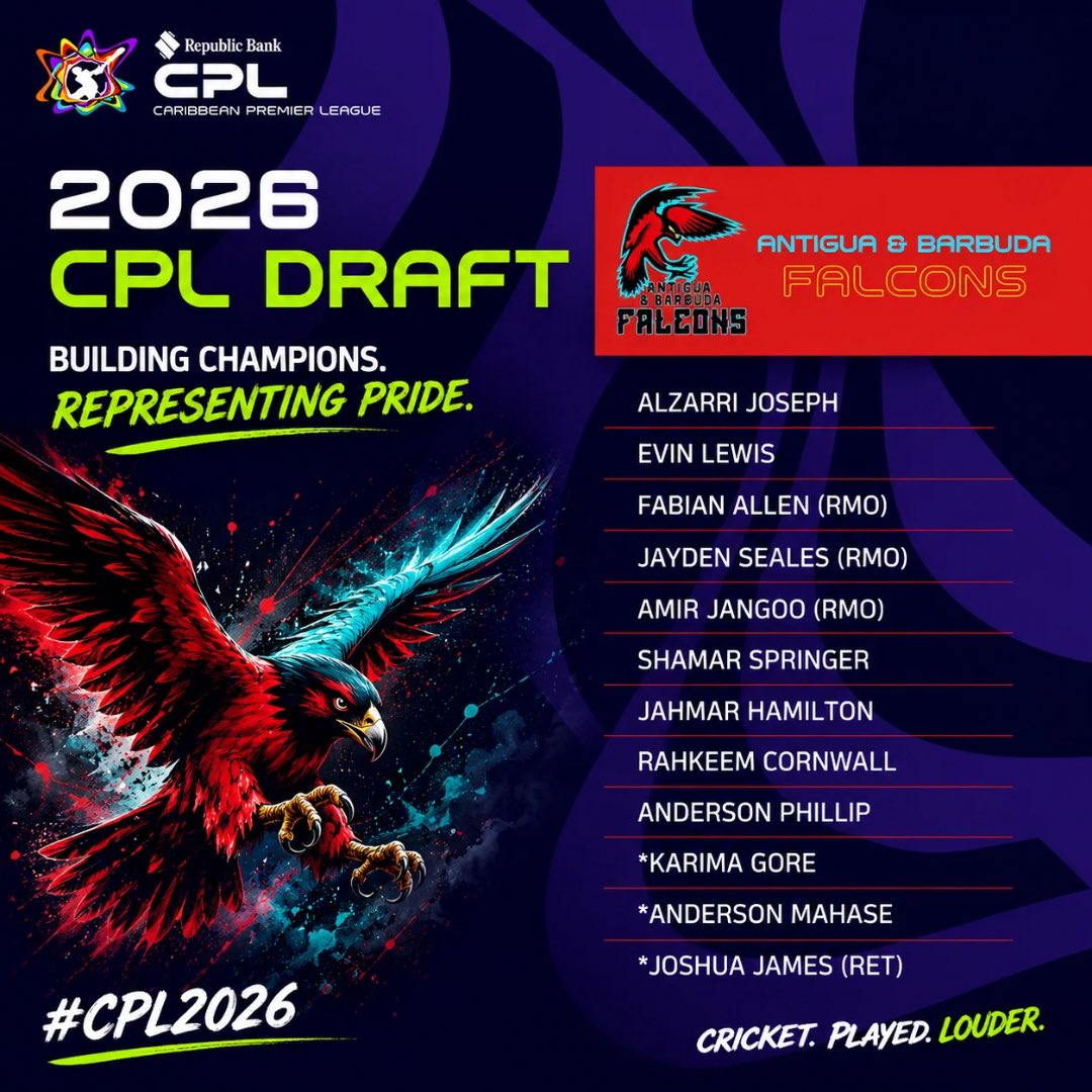 gameyaaad's tweet photo. CPL draft 2026 by each franchise 
#CPLDraft | #CPL26 | #Gameyaaad |#WindiesCricket https://t.co/gfTtZuMz89